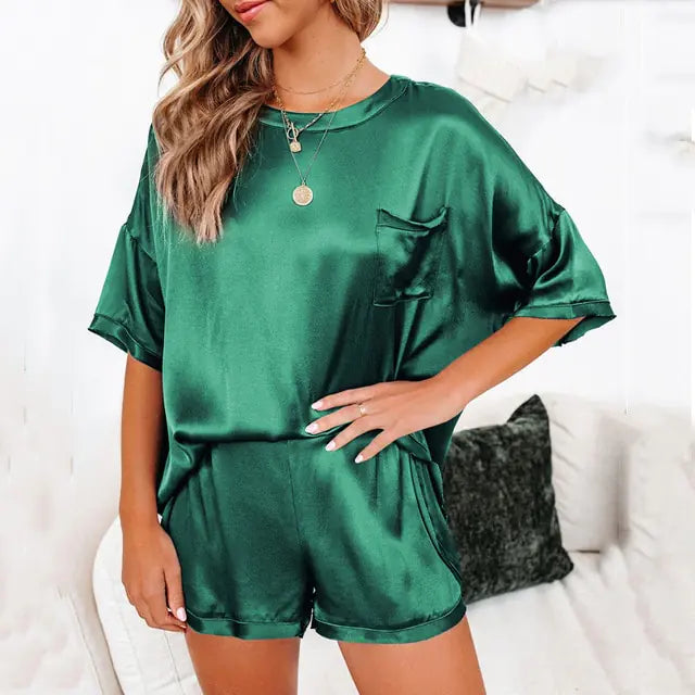 Summer Satin Pajamas Set Women